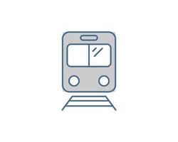 Simple, clean illustration of a train on tracks. Ideal for websites, apps, or presentations needing a minimalist transportation icon. vector