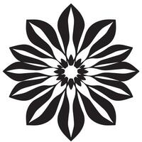 A black and white flower design with a central flower vector