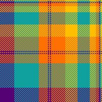 Customer background pattern seamless, glamor textile plaid check. Grungy fabric tartan texture in teal and bright colors. vector