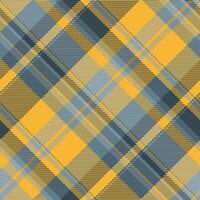 Bathroom textile texture, pyjamas plaid pattern fabric. Flowing seamless check background tartan in cyan and amber colors. vector