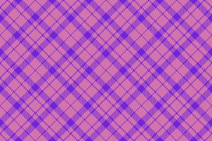 Row plaid texture tartan, folklore background check textile. Teenage fabric seamless pattern in pink and violet colors. vector