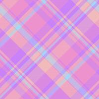 Product textile fabric, trend tartan texture background. Apparel plaid seamless pattern check in pink and violet colors. vector