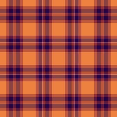 Vibrant orange and purple plaid pattern. Perfect for fall designs, textile prints, website backgrounds, or autumn-themed projects. Seamless repeat texture adds visual interest and style.