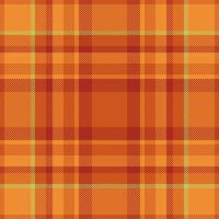 Comfort plaid tartan background, hunter textile pattern. Mid seamless fabric check texture in orange and red colors. vector