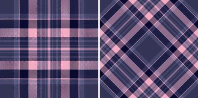 Tartan check plaid of seamless background with a texture pattern textile fabric. Set in night colors for stylish duvet cover designs. vector