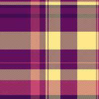 Packing textile background tartan, ragged pattern fabric check. Aged plaid texture seamless in magenta and light goldenrod colors. vector