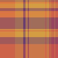 Serene plaid check , garment background fabric textile. Romantic texture tartan pattern seamless in orange and red colors. vector
