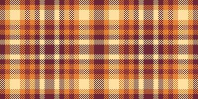 Scratch texture plaid seamless, costume tartan check background. Beige fabric pattern textile in red and orange colors. vector
