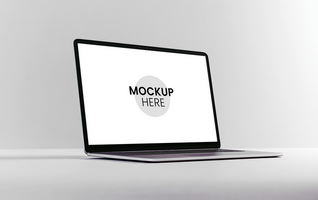 Presentation laptop mockup, front-facing screen, customizable design psd