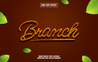 3D text effect Branch on brown background psd