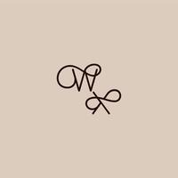 luxurious organic style and elegant concept WX wedding typography monogram letter dynamic line initial vector