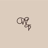 luxurious organic style and elegant concept WT wedding typography monogram letter dynamic line initial vector