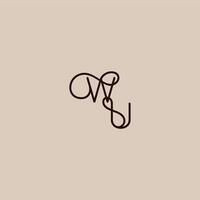 luxurious organic style and elegant concept WU wedding typography monogram letter dynamic line initial vector