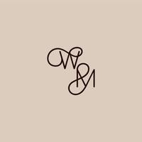 luxurious organic style and elegant concept WM wedding typography monogram letter dynamic line initial vector