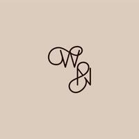 luxurious organic style and elegant concept WN wedding typography monogram letter dynamic line initial vector