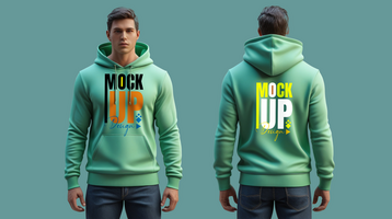 Mockup of a blank soft smooth green hoodie with front and sleeve focus for branding and style psd