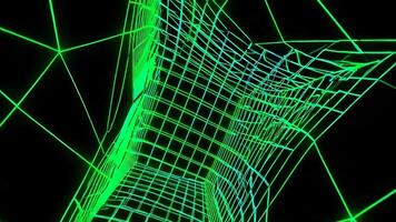 Dynamic Green Wireframe Footage in Abstract 3D Space video