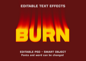 The text burn is on a red background psd