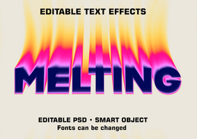 The text'melting' with the text 'editable text effects' psd