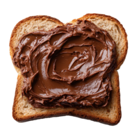 Toast covered with chocolate spread isolated featuring its glossy texture and appetizing look ideal for tasty breakfast concepts or indulgent food presentations png