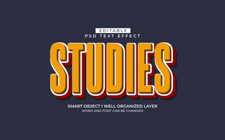 3d editable studies text effect typography style template psd