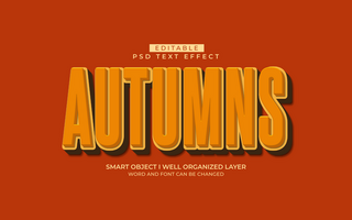 3d editable autumns text effect typography style template psd