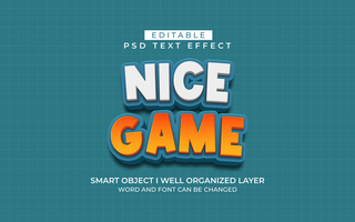 3d editable nice game text effect typography style template psd