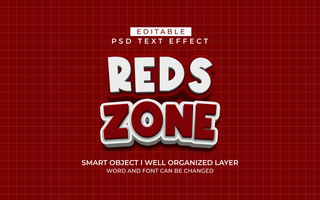 3d editable red zone text effect typography style template psd