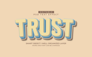 3d editable trust text effect typography style template psd