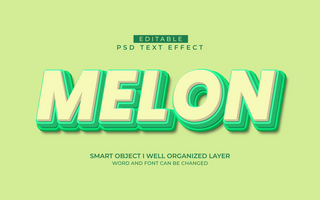 3d editable melon text effect typography style template psd