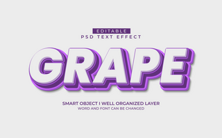 3d editable grape text effect typography style template psd