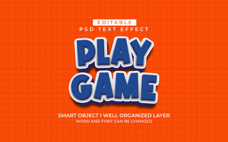 3d editable play game text effect typography style template psd
