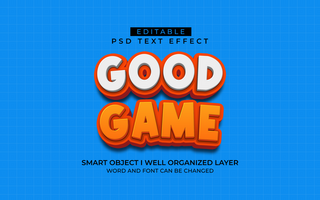 3d editable good game text effect typography style template psd