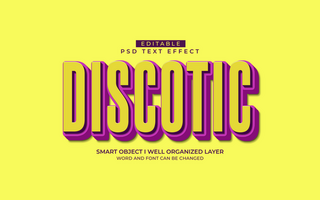 3d editable discotic text effect typography style template psd