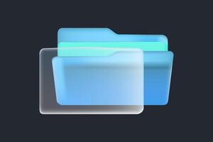 Modern documents and files icon in style of glassmorphism with gradient, blur and transparency. Glassmorphism paper document, vector