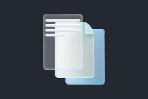 Modern documents and files icon of glassmorphism with gradient, blur and transparency. Glassmorphism paper document, vector