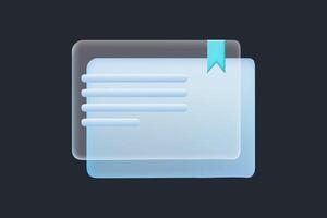 Documen and files icon in style of glassmorphism with gradient, blur and transparency. Glassmorphism paper document, vector