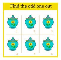 Find the odd one out. Logic puzzle for children. Printable worksheet. vector