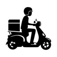 Shipping delivery man riding motorcycle icon symbol, Pictogram flat design for apps and websites, Isolated on white background. vector