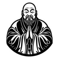 the Chinese Buddha is praying in a circle. vector