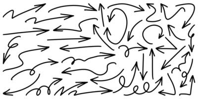 Set of Hand drawn arrows doodle on white background. for concept design. vector