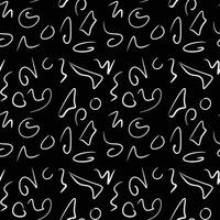 hand drawn abstract irregular shapes seamless pattern on black background vector