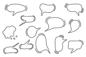 Set of hand drawn speech bubbles. Speech bubble for conversation and comic design in doodle style on white background. vector