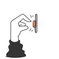 a hand pushing a button on a white background vector