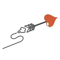 an arrow with a heart on it is being pulled by a string vector