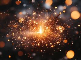 A vibrant explosion of light and particles, creating a dynamic visual effect. photo