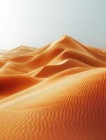 Expansive desert landscape with rolling sand dunes under soft light. photo