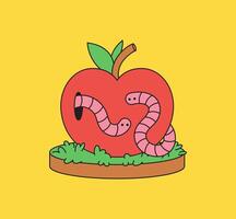 Quirky apple with worms vector