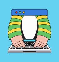 Hand typing on keyboard computer illustration vector