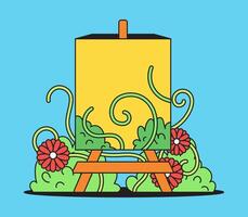 An easel with flowers and plants on it vector